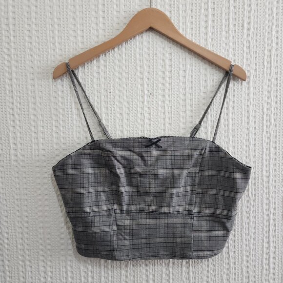 Wild Fable Black and White Plaid Crop Top Women's Size X-Large - Picture 4 of 11